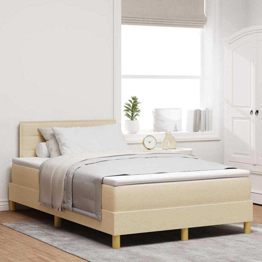 Kontinentalseng med madrass med madrass Krem 120 x 190 cm stoff