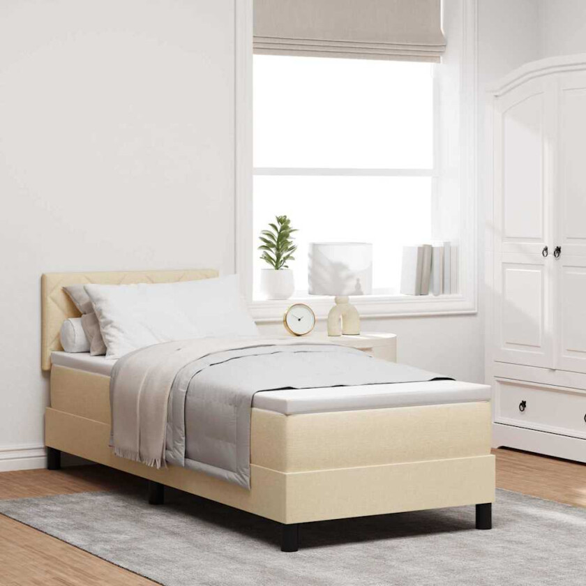 Kontinentalseng med madrass med madrass Krem 80 x 200 cm stoff