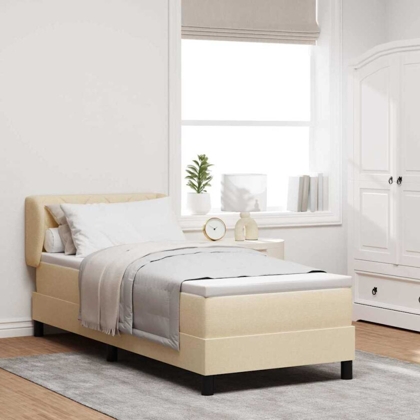 Kontinentalseng med madrass med madrass Krem 80 x 200 cm stoff