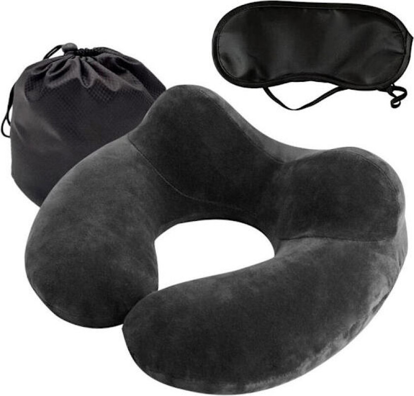 Reisesett 3-i-1 - Oppblåsbar Nakkepute & Sovemaske