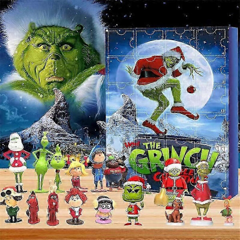 2025 Julekalender Grinch Julekalender Jule Blindboks 24 Gaver Grønt Monster Nedtelling Halloween Blindboks