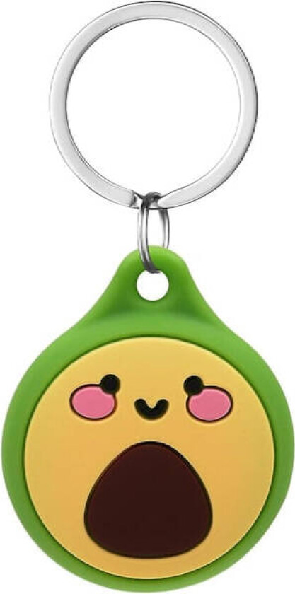 1 stk. Airtag-holder, søt tegneserie myk silikon nøkkelring beskyttelsesetui kompatibelt med Airtag, for hundehalsbånd, bagasje DB Avokado