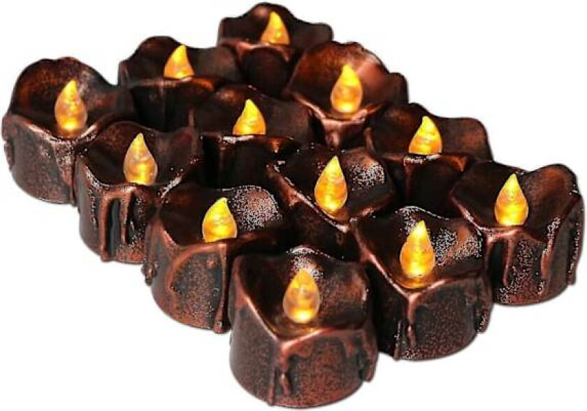 12 stk. batteridrevne dryppende flammeløse telys, realistiske svarte lys, LED votive telys for bryllup, fest, Halloween, jul, hjemmedekorasjon