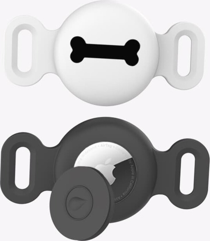 INF Beskyttende silikondeksel for Apple AirTag Pet Tracker Svart + Hvit M