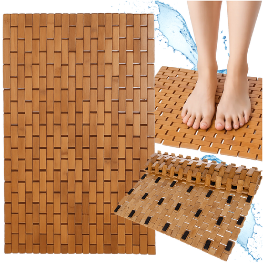 Bilde av Bambus Anti-Slip Baderomsmatte – Vanntett, 80x50 cm