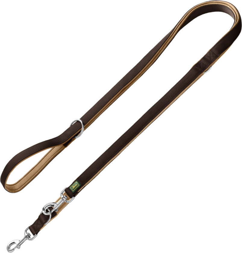HUNTER neopren hundebånd, brunt/karamell - 200 cm lang, 15 mm bred
