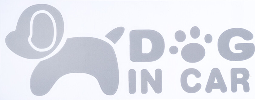 klistremerke "Dog in Car" - B 20 x H 7,5 cm