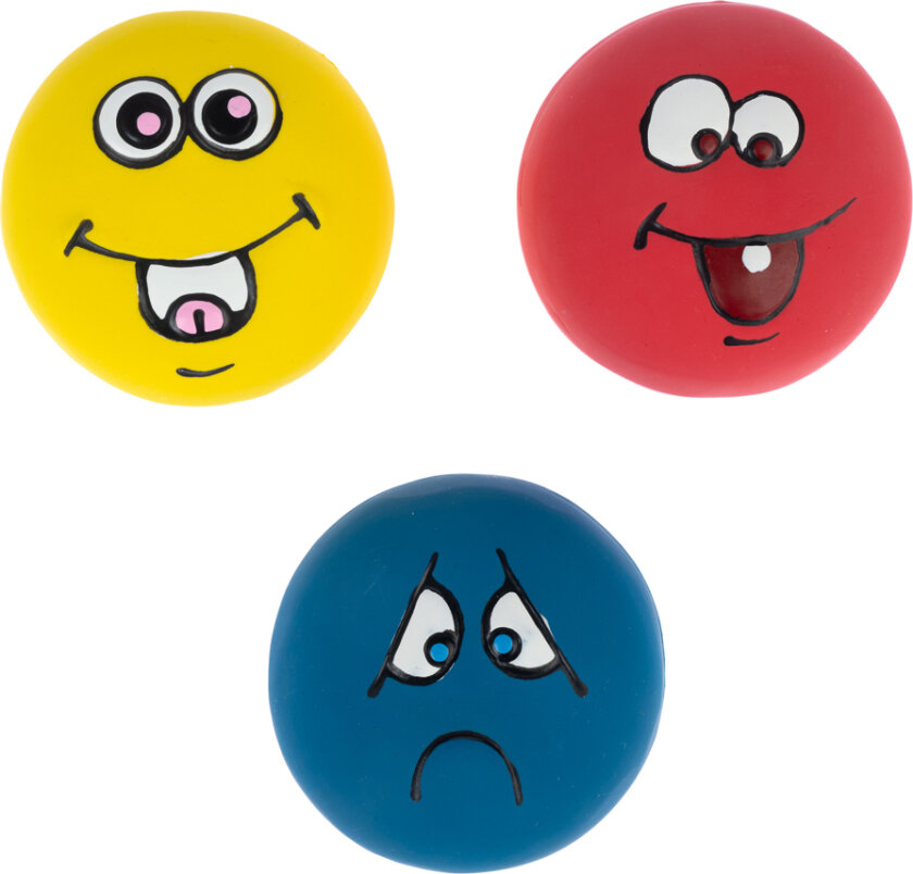 zooplus Basics hundeleketøy Emoji latexballer - sett med 3 stk (Ø 5 cm hver)