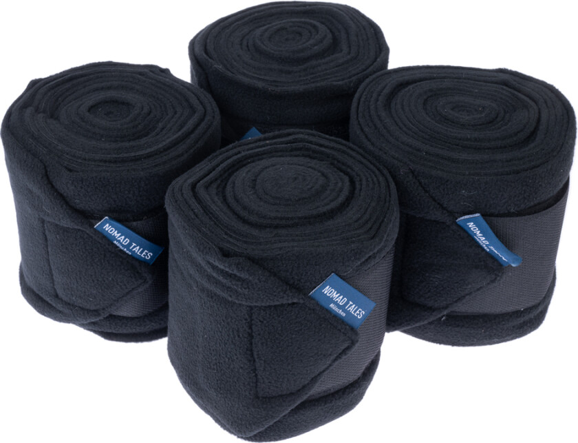 hestebandasjer i fleece, svart - Ponni (sett med 4 stk.)