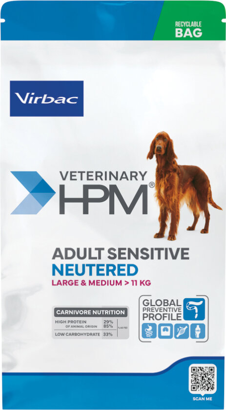 Veterinary HPM Adult Sensitive Neutered Dog Large & Medium - 12 kg