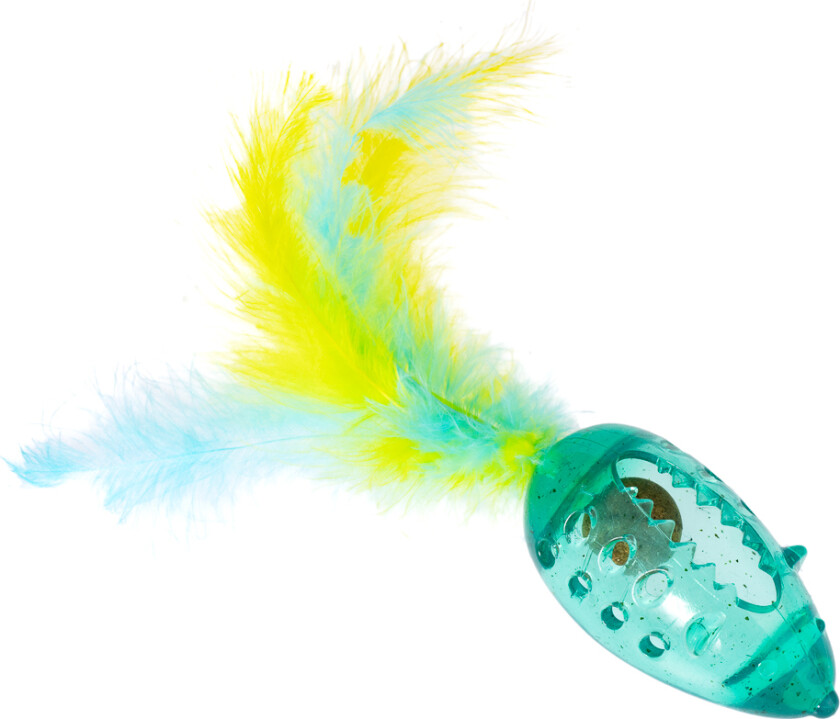 mus med kattemynteball og fjær - 1 stk