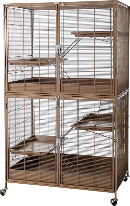 smådyrbur Étagère, karamell - Sparesett: Hovedburet + Add-on (L 93,5 x B 63 x H 157,8 cm)