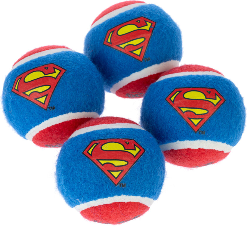 DC Superman tennisballsett - 4 stykker (Ø 6,3 cm hver)