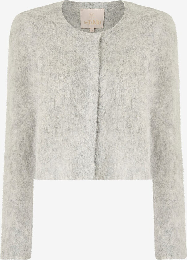 Kardigan Hairy Knit Jacket - Grå