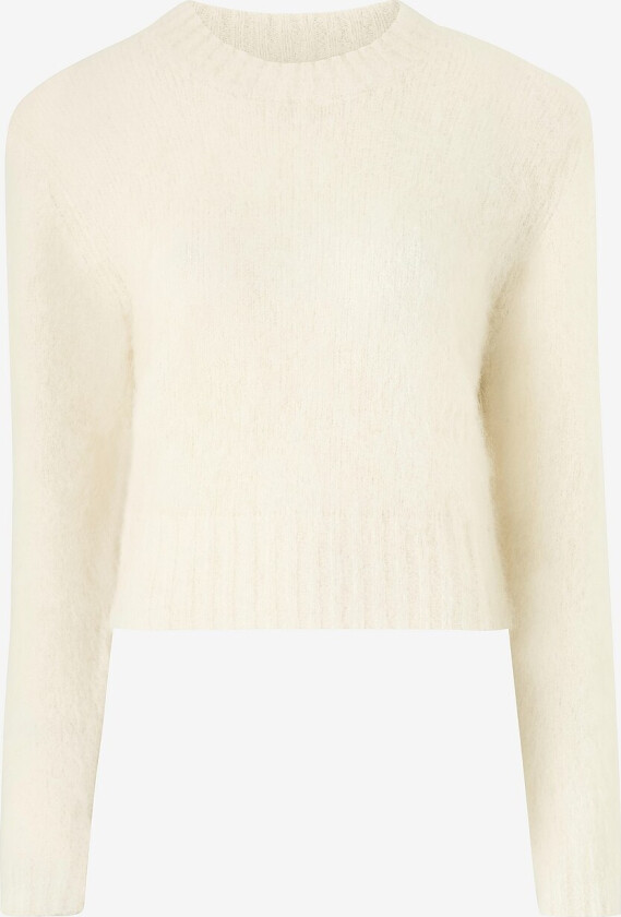 Pullover Hairy Knit Fitted Sweater - Hvit