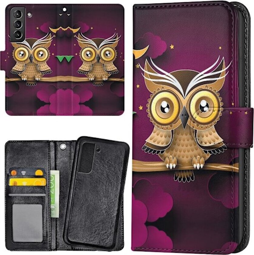 Samsung Galaxy S21 - Lommebok Deksel Lysbrun Ugle