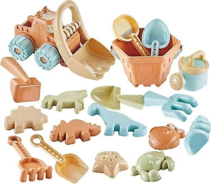 Bilde av Barnas strandleker, myke sandkasseleker med bøtte og spade, egnet for sommerstrandlek for små barn 18 sett