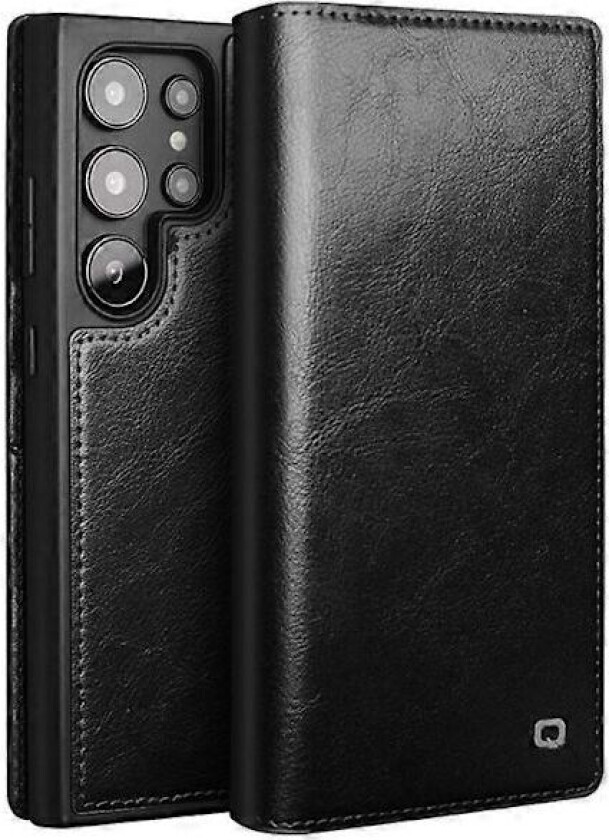 QIALINO Kompatibel med Samsung Galaxy S24 Ultra telefondeksel lommebok flip stativ telefon beskyttelsesdeksel ekte skinn