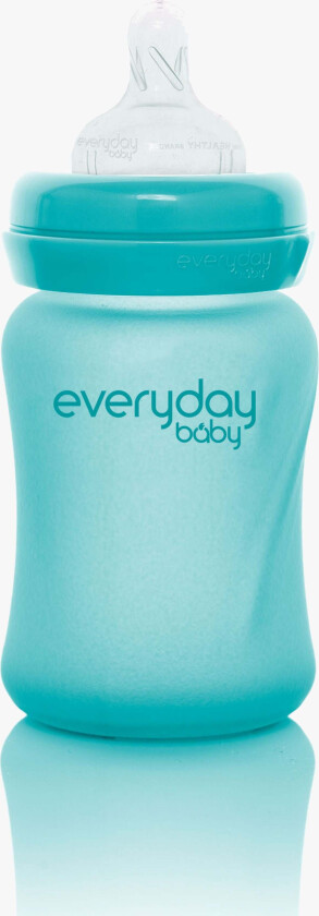 Varmeindikerende Tåteflaske Glass 150 ml, Turkis - Tåteflasker & Tilbehør - Glass