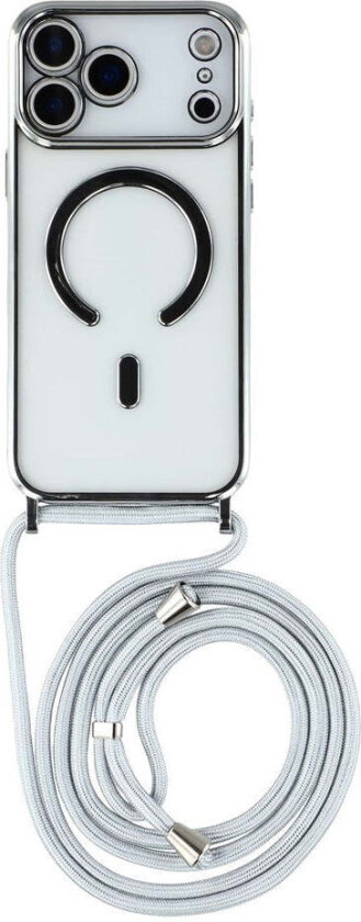 iPhone 17 Pro Fleksibelt Plast Deksel med Justerbar Stropp - Gjennomsiktig / Sølv