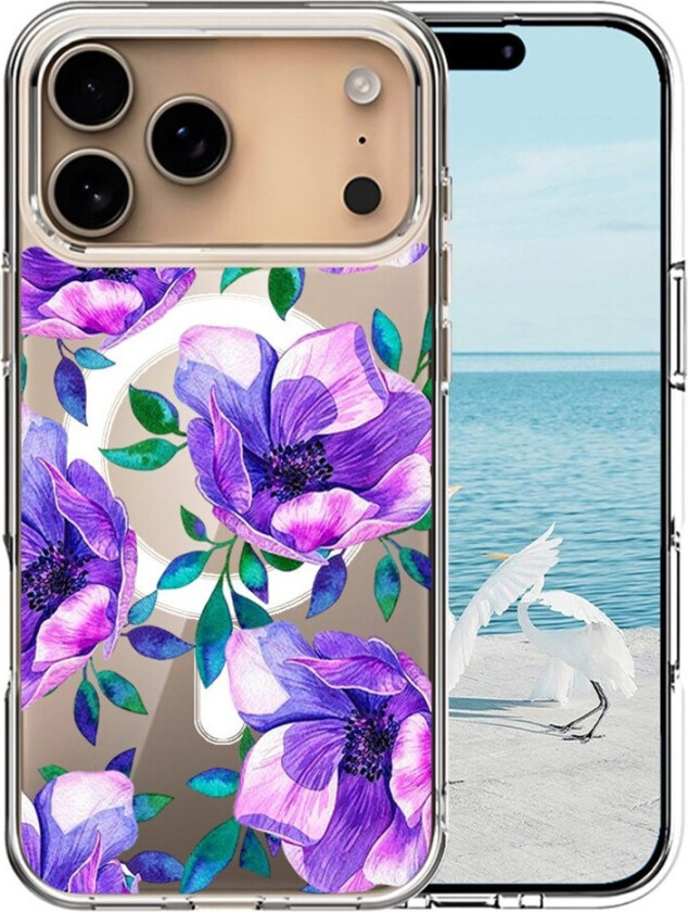 iPhone 17 Pro Max Hybrid Plast Deksel – MagSafe-kompatibelt – Fargerike Blomster