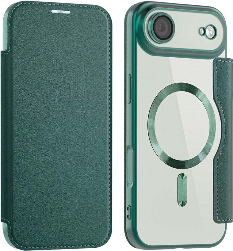 iPhone 17 Air Flipp Deksel med Gjennomsiktig Bakside – MagSafe Kompatibel – Grønn