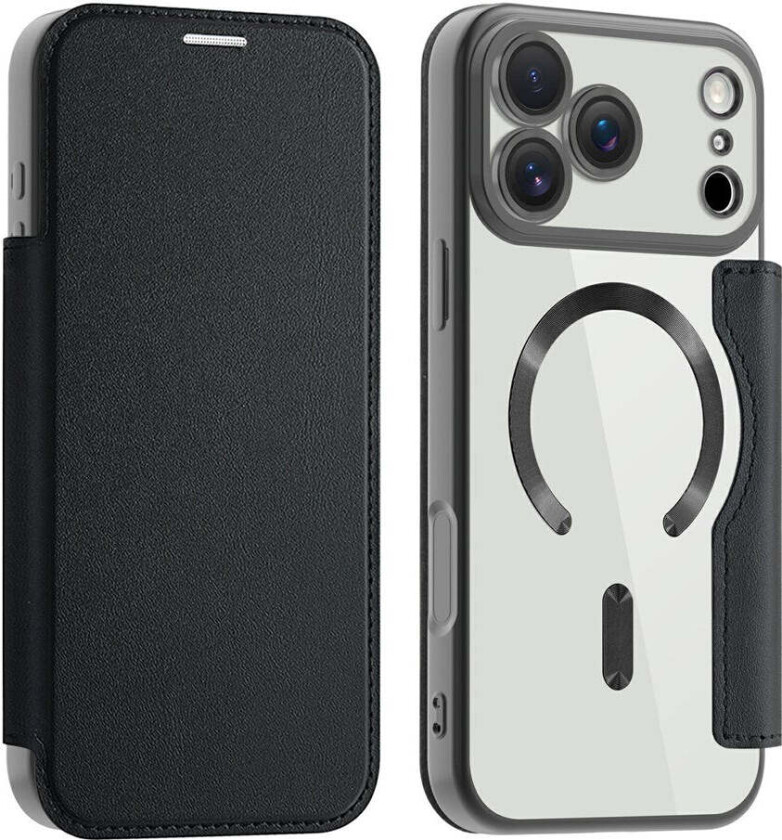 iPhone 17 Pro Max Flipp Deksel med Gjennomsiktig Bakside – MagSafe Kompatibel – Svart