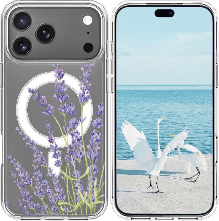 iPhone 17 Pro Max Hybrid Plast Deksel – MagSafe-kompatibelt – Lavendelblomster