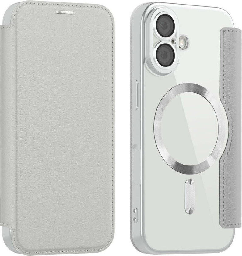 iPhone 17 Flipp Deksel med Gjennomsiktig Bakside – MagSafe Kompatibel – Grå