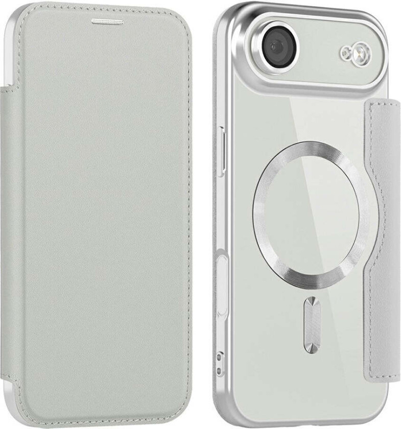 iPhone 17 Air Flipp Deksel med Gjennomsiktig Bakside – MagSafe Kompatibel – Grå