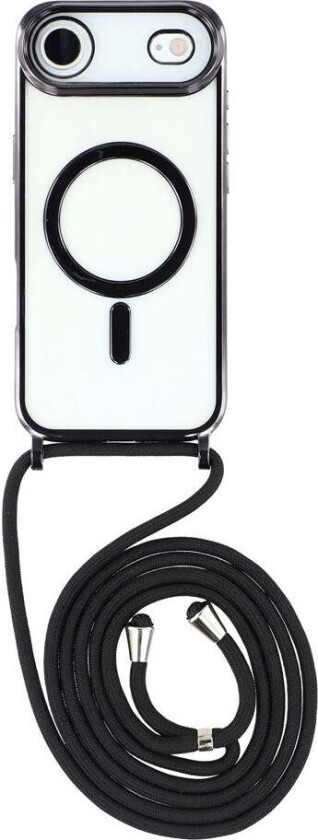 iPhone 17 Air Fleksibelt Plast Deksel med Justerbar Stropp - Gjennomsiktig / Svart