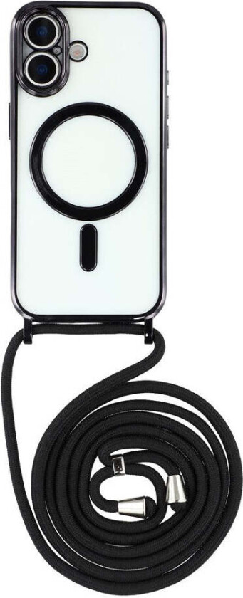 iPhone 17 Fleksibelt Plast Deksel med Justerbar Stropp - Gjennomsiktig / Svart