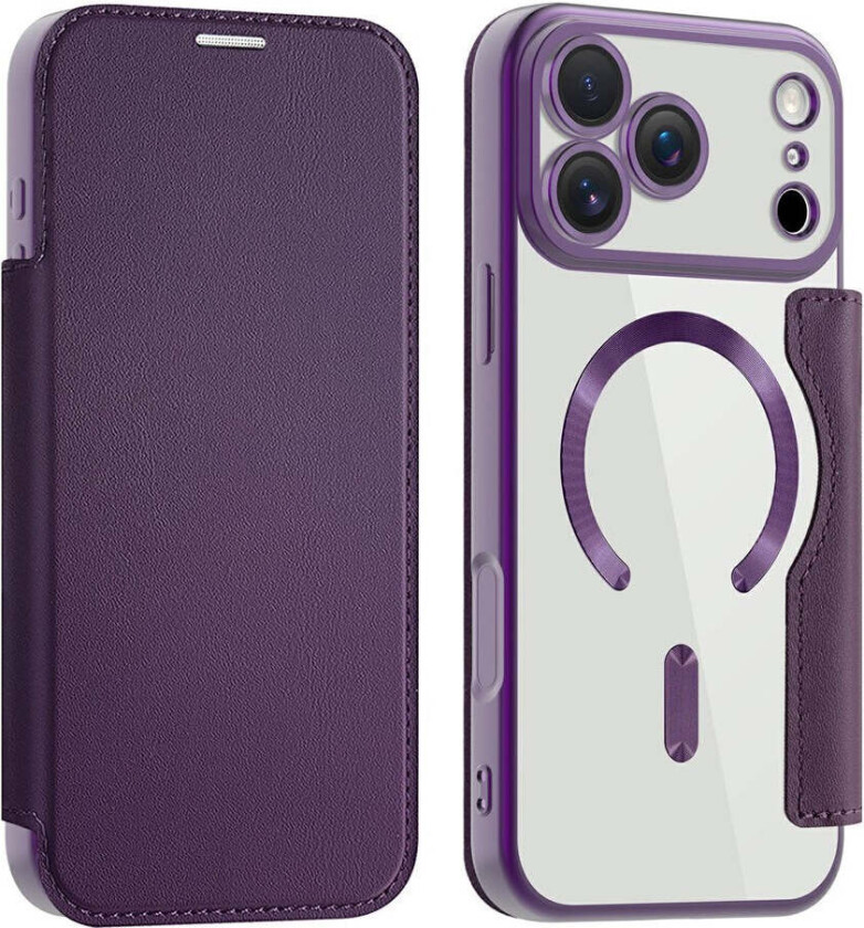 iPhone 17 Pro Max Flipp Deksel med Gjennomsiktig Bakside – MagSafe Kompatibel – Lilla