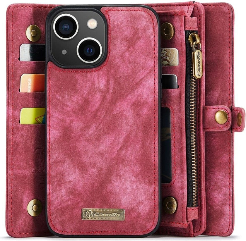 CASEME iPhone 15 Plus Retro Lommebok-deksel - Rød