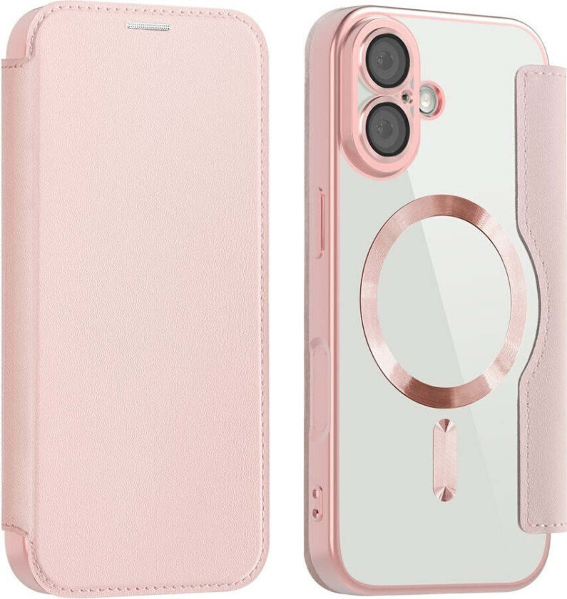 iPhone 17 Flipp Deksel med Gjennomsiktig Bakside – MagSafe Kompatibel – Rosa