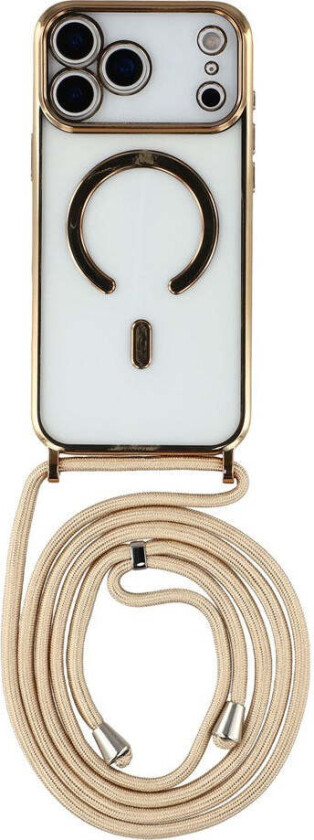 iPhone 17 Pro Fleksibelt Plast Deksel med Justerbar Stropp - Gjennomsiktig / Gull