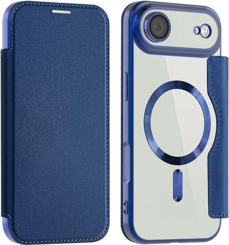 iPhone 17 Air Flipp Deksel med Gjennomsiktig Bakside – MagSafe Kompatibel – Mørk Blå