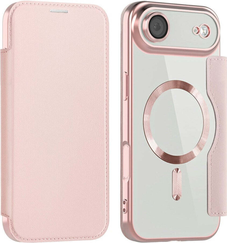 iPhone 17 Air Flipp Deksel med Gjennomsiktig Bakside – MagSafe Kompatibel – Rosa
