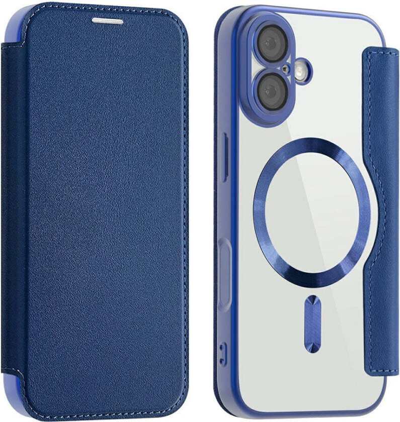 iPhone 17 Flipp Deksel med Gjennomsiktig Bakside – MagSafe Kompatibel – Mørk Blå