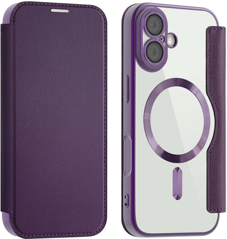 iPhone 17 Flipp Deksel med Gjennomsiktig Bakside – MagSafe Kompatibel – Lilla