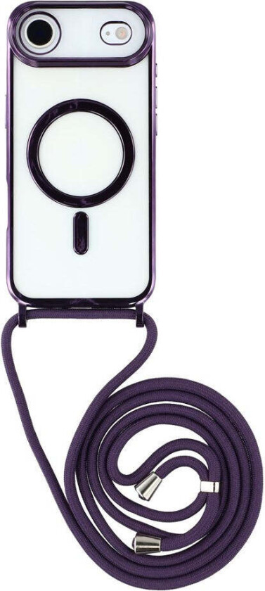 iPhone 17 Air Fleksibelt Plast Deksel med Justerbar Stropp - Gjennomsiktig / Lilla