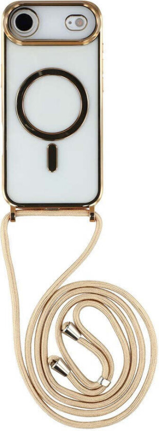 iPhone 17 Air Fleksibelt Plast Deksel med Justerbar Stropp - Gjennomsiktig / Gull