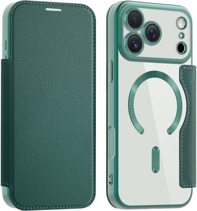 iPhone 17 Pro Max Flipp Deksel med Gjennomsiktig Bakside – MagSafe Kompatibel – Grønn