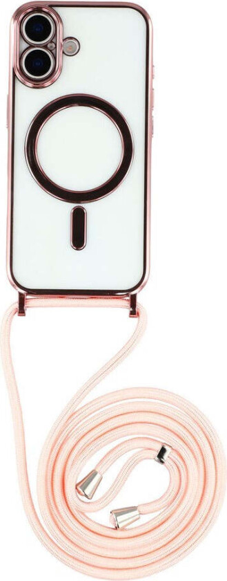 iPhone 17 Fleksibelt Plast Deksel med Justerbar Stropp - Gjennomsiktig / Rosa