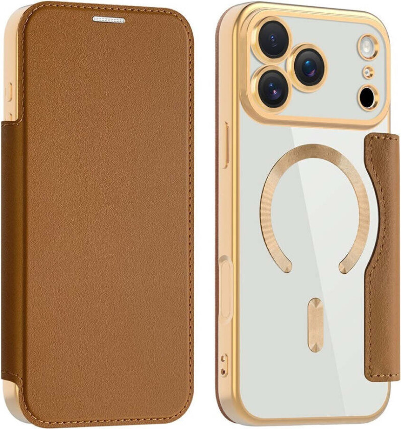 iPhone 17 Pro Max Flipp Deksel med Gjennomsiktig Bakside – MagSafe Kompatibel – Brun