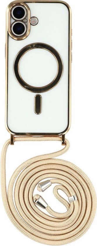 iPhone 17 Fleksibelt Plast Deksel med Justerbar Stropp - Gjennomsiktig / Gull