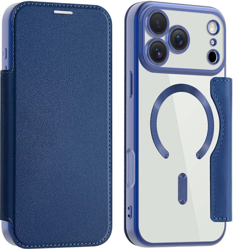 iPhone 17 Pro Max Flipp Deksel med Gjennomsiktig Bakside – MagSafe Kompatibel – Mørk Blå