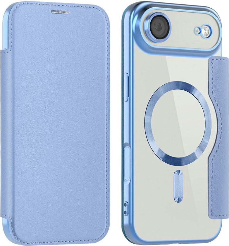 iPhone 17 Air Flipp Deksel med Gjennomsiktig Bakside – MagSafe Kompatibel – Lys Blå