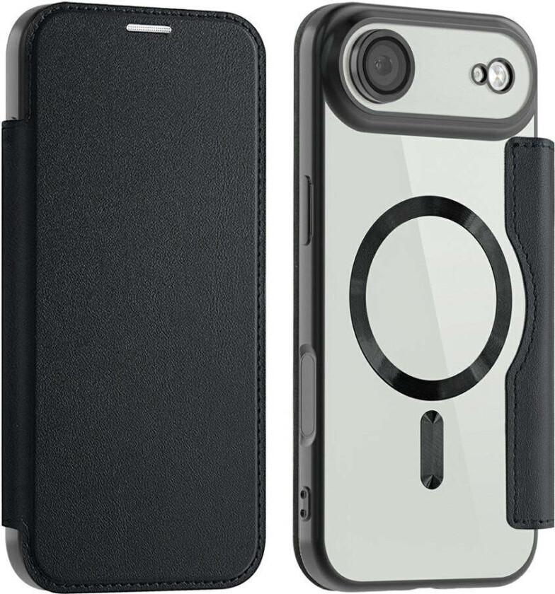 iPhone 17 Air Flipp Deksel med Gjennomsiktig Bakside – MagSafe Kompatibel – Svart