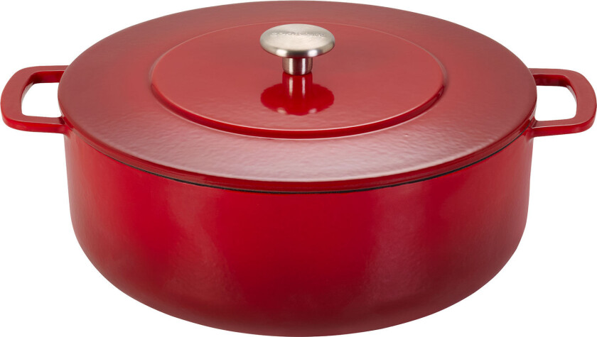 Støpejernsgryte med lokk 28 cm / 5,3 liter, cherry